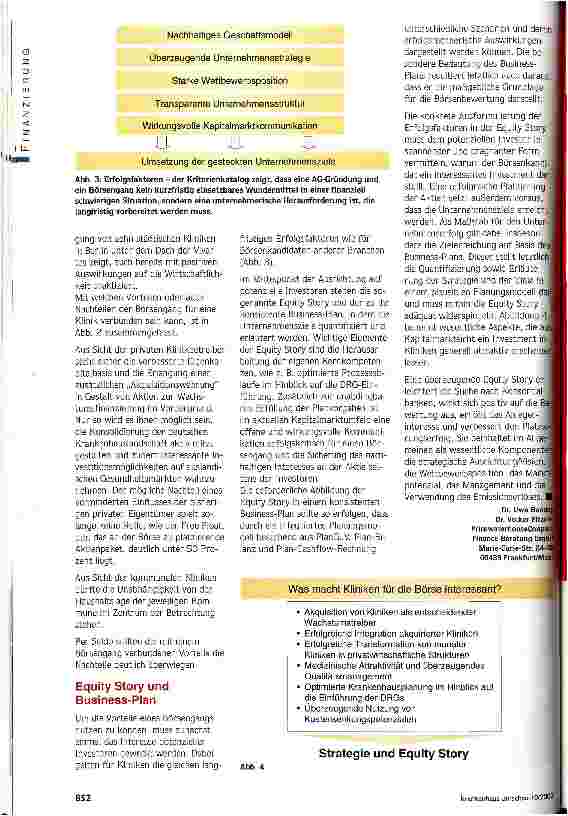 Vorschauseite 6: Kliniken vor dem Börsengang Kritische Erfolgsfaktoren einer attraktiven Finanzierungsalternative