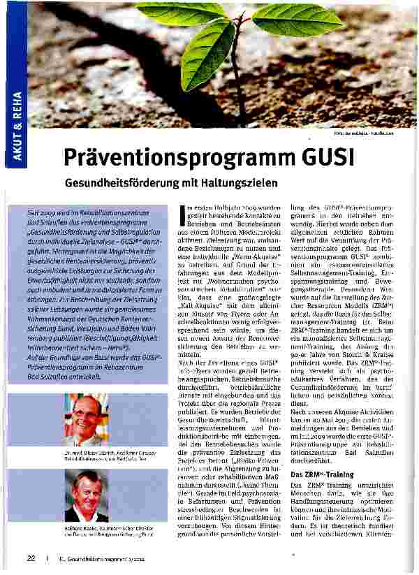 Vorschauseite 1: Präventionsprogramm GUSI