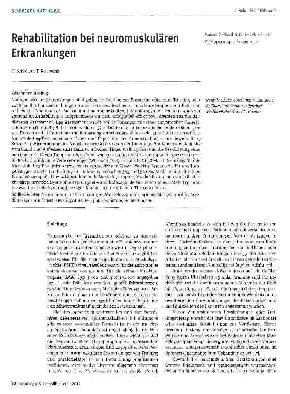 Vorschauseite 1: Rehabilitation bei neuromuskulären Erkrankungen