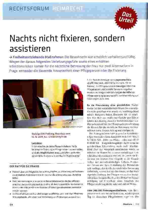 Vorschauseite 1: Nachts nicht fixieren, sondern assistieren