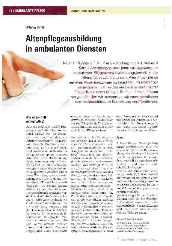 Vorschauseite 1: Altenpflegeausbildung in ambulanten Diensten
