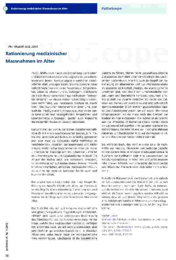 Vorschauseite 1: Rationierung medizinischer Massnahmen im Alter