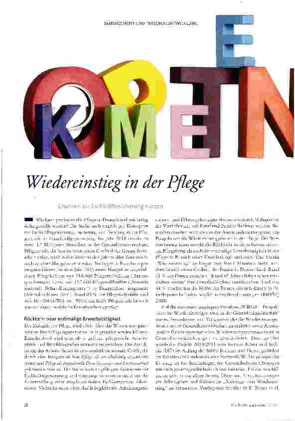 Vorschauseite 1: Wiedereinstieg in der Pflege