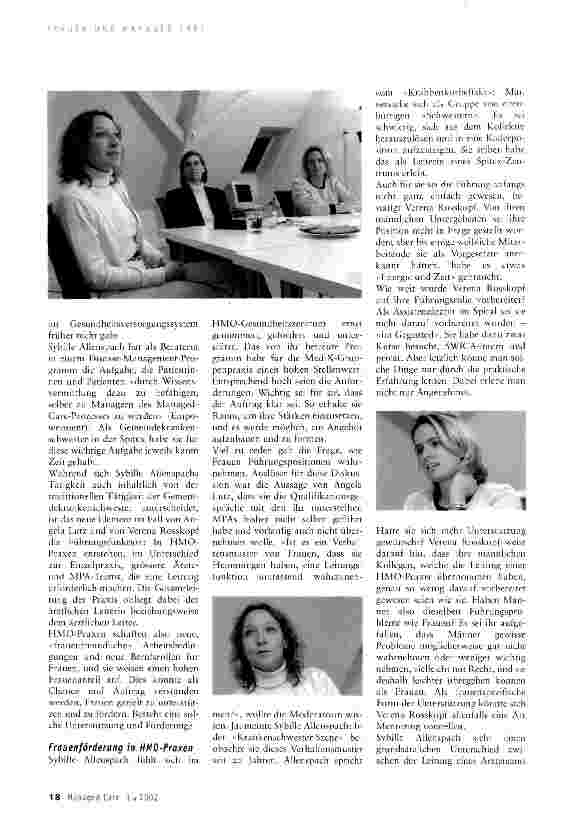 Vorschauseite 3: Neue Arbeitsbedingungen und neue Berufsrollenfür Frauen in Managed Care
