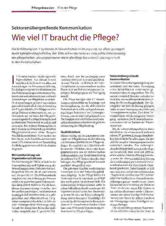 Vorschauseite 1: Wie viel IT braucht die Pflege?