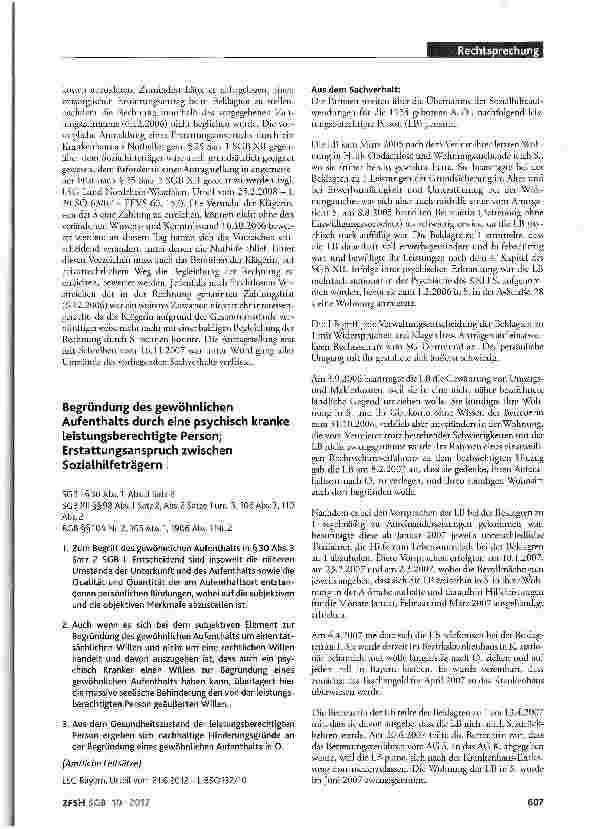 Vorschauseite 3: Angemessener Zeitraum zwischen Nothilfe und Stellung eines Erstattungsantrags; Selbstzahler; Übernahme von Behandlungskosten im Rahmen einer stationären Unterbringung; Unkenntnis…