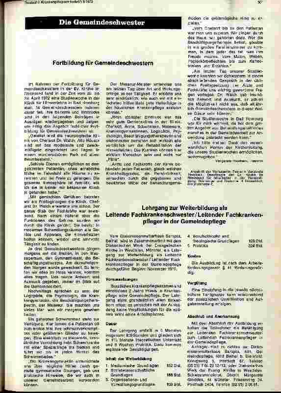 Vorschauseite 1: Fortbildung für Gemeindeschwestern