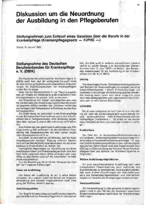 Vorschauseite 1: Diskussion um die Neuordnung der Ausbildung in den Pflegeberufen