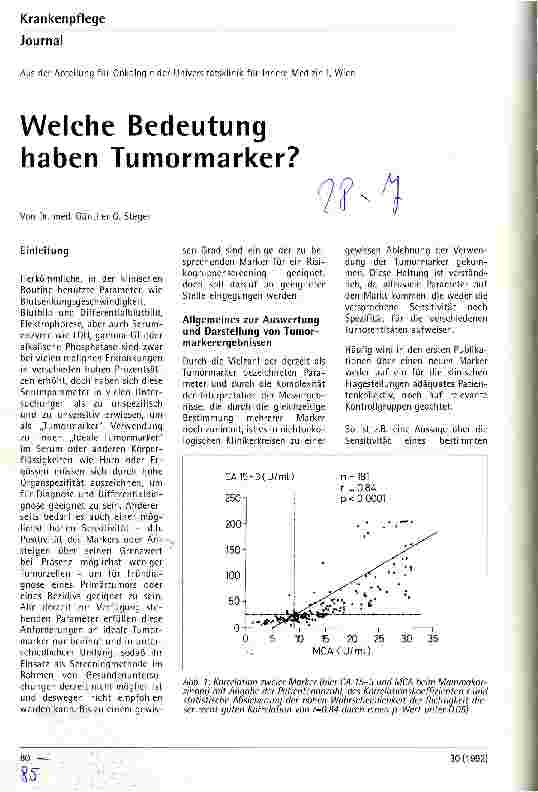 Vorschauseite 1: Welche Bedeutung haben Tumormarker?