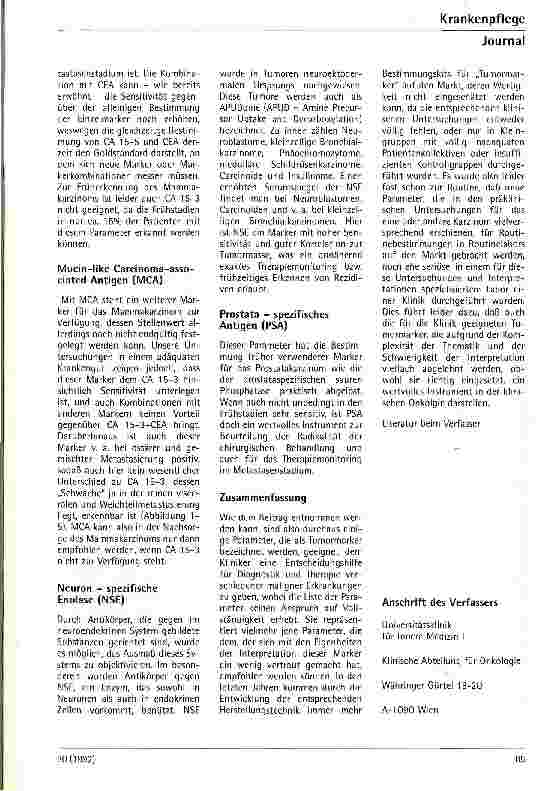 Vorschauseite 6: Welche Bedeutung haben Tumormarker?