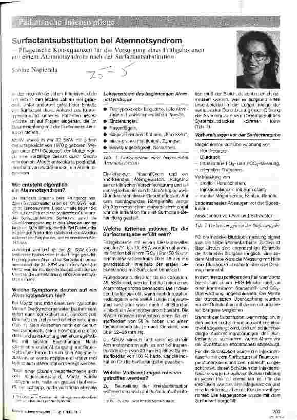 Vorschauseite 1: Surfactantsubstitution bei Atemnotsyndrom