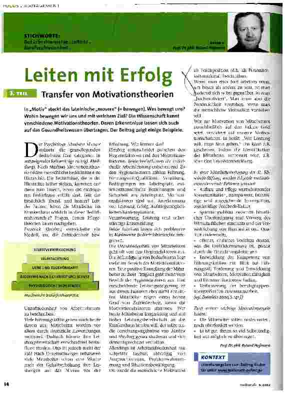 Vorschauseite 1: Leiten mit Erfolg 3. Teil, Transfer von Motivationstheorien