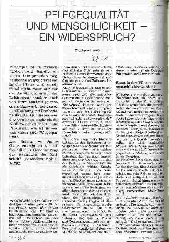 Vorschauseite 1: Pflegequalität und Menschlichkeit - ein Widerspruch?