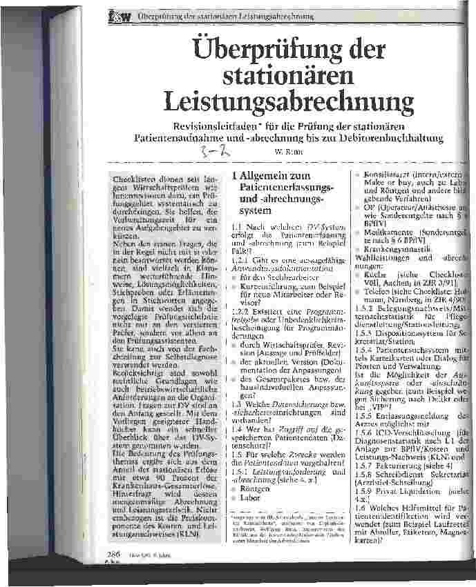 Vorschauseite 1: Überprüfung der stationären Leistungsabrechnung