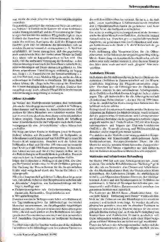 Vorschauseite 2: Verbesserung der Versorgung alter, kranker und pflegebedürftiger Menschen - Bericht über das Ergebnis des Modellversuchs