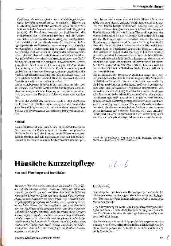 Vorschauseite 4: Verbesserung der Versorgung alter, kranker und pflegebedürftiger Menschen - Bericht über das Ergebnis des Modellversuchs