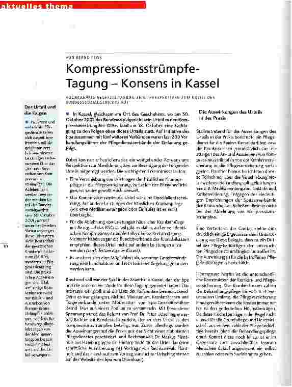 Vorschauseite 1: Kompressionsstrümpfe-Tagung - Konsens in Kassel