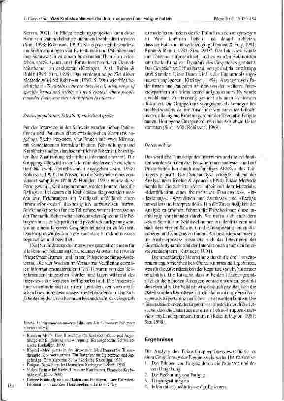 Vorschauseite 3: Was Krebskranke von den Informationen über Fatigue halten: eine Beurteilung durch Patienten in der Schweiz und in England Schade, dass ich dies nicht vorher gewusst habe!