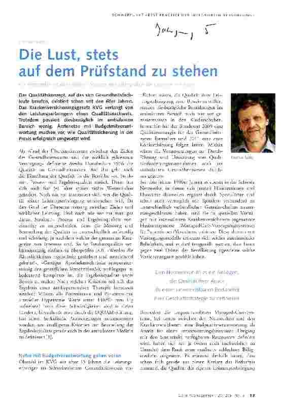 Vorschauseite 1: Die Lust, stets auf dem Prüfstand zu stehen