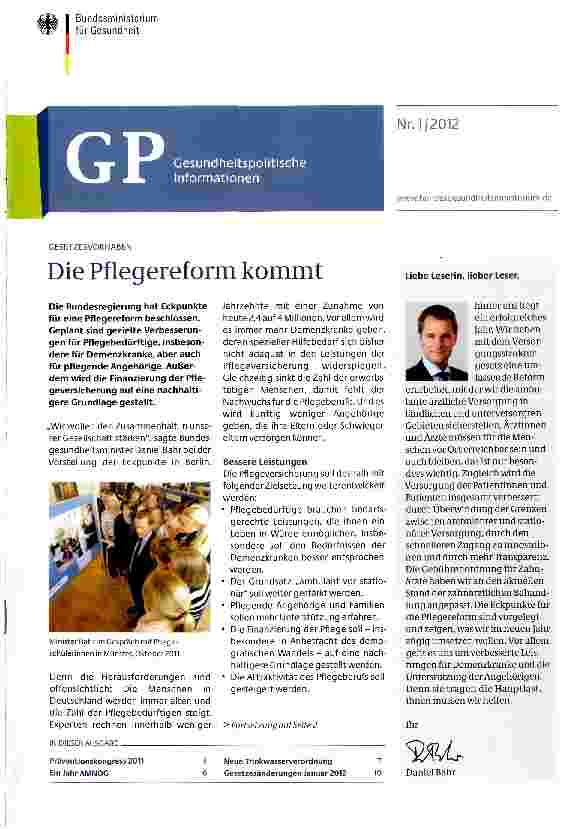 Vorschauseite 1: Die Pflegereform kommt
