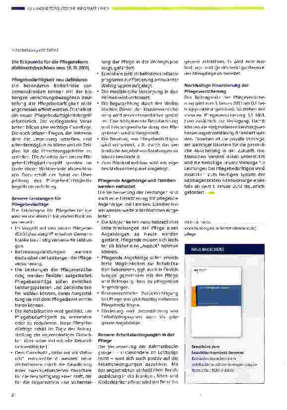 Vorschauseite 2: Die Pflegereform kommt