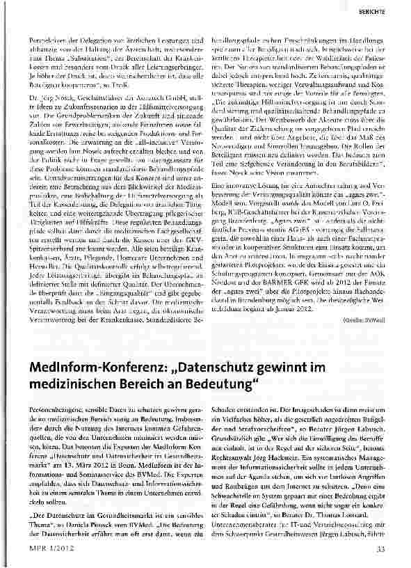 Vorschauseite 3: Homecare-Konferenz des BVMed: „Der demografische Wandel wird die Rolle von Homecare stärken und die Anforderungen an die Branche verändern