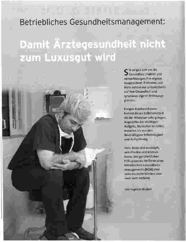 Vorschauseite 1: Damit Ärtzegesundheit nicht zum Luxusgut wird