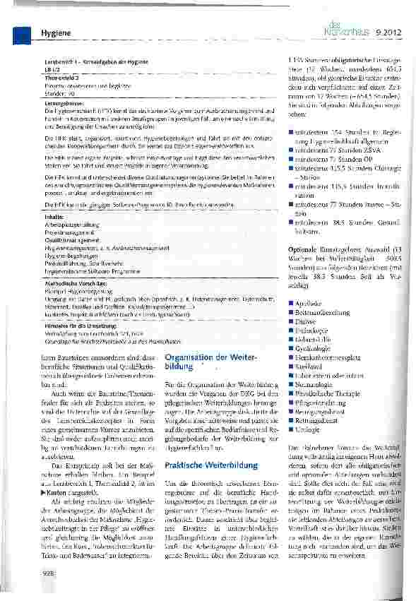 Vorschauseite 4: Weiterbildung HygienefachkraftNotwendigkeit und Umsetzung der Konzeptentwicklung in Bayern