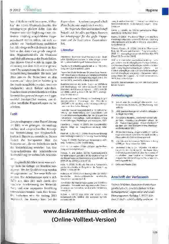 Vorschauseite 5: Weiterbildung HygienefachkraftNotwendigkeit und Umsetzung der Konzeptentwicklung in Bayern