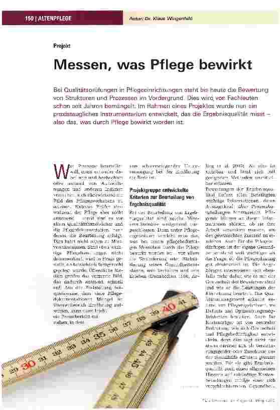 Vorschauseite 1: Messen, was Pflege bewirkt