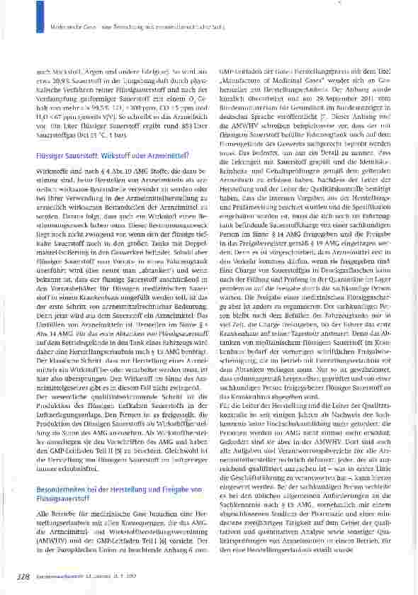 Vorschauseite 3: Medizinische Gase - eine Betrachtung aus arzneimittelrechtlicher Sicht