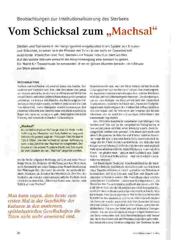 Vorschauseite 1: Beobachtungen zur Institutionalisierung des SterbensVom Schicksal zum „Machsal