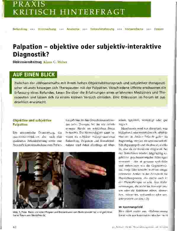 Vorschauseite 1: Palpation - objektive oder subjektiv-interaktive Diagnostik?