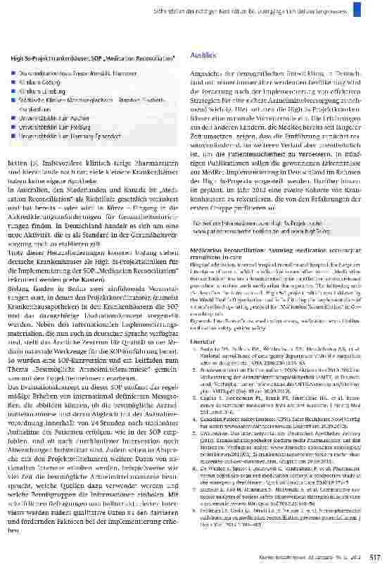 Vorschauseite 4: Sicherstellen der richtigen Medikation bei Übergängen im Behandlungsprozess