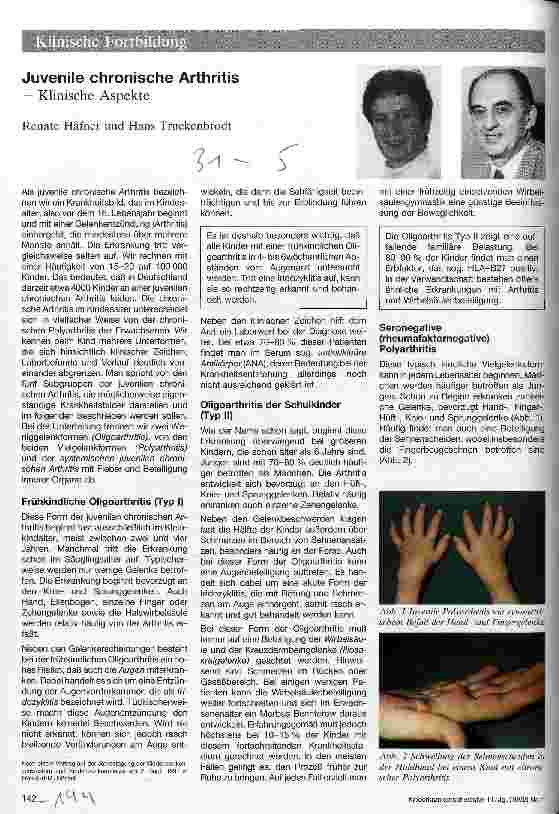 Vorschauseite 1: Juvenile chronische Arthritis Klinische Aspekte