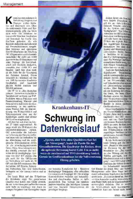 Vorschauseite 1: Schwung im Datenkreislauf Krankenhaus-IT