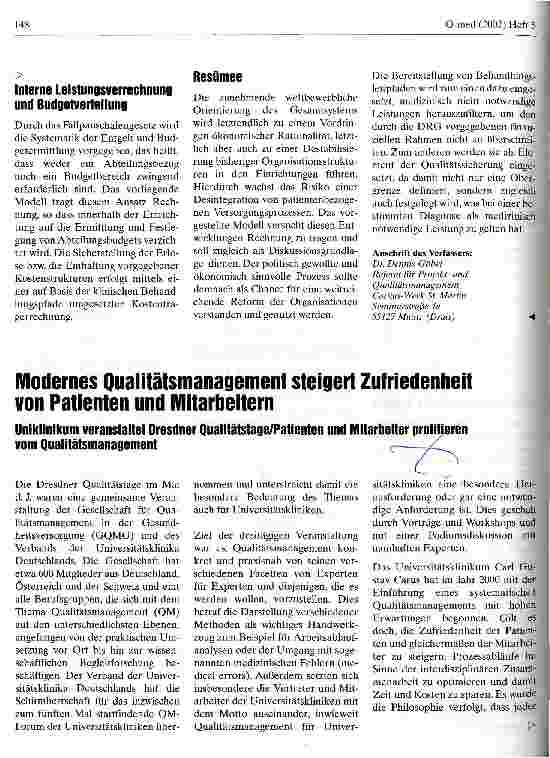 Vorschauseite 1: Modernes Qualitätsmanagement steigert Zufriedenheit von Patienten und Mitarbeitern