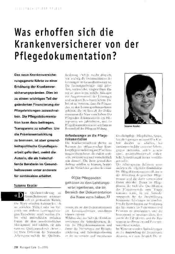 Vorschauseite 1: Was erhoffen sich die Krankenversicherer von der Pflegedokumentation?