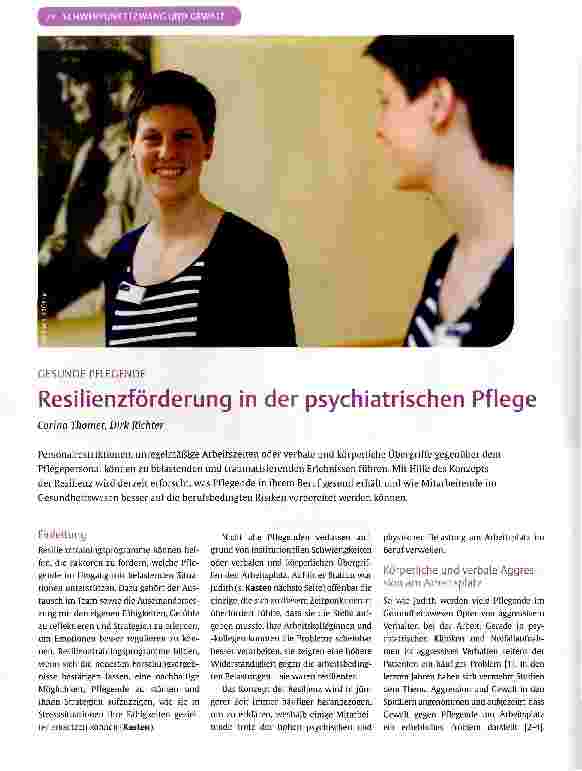 Vorschauseite 1: Resilienzförderung in der psychiatrischen Pflege