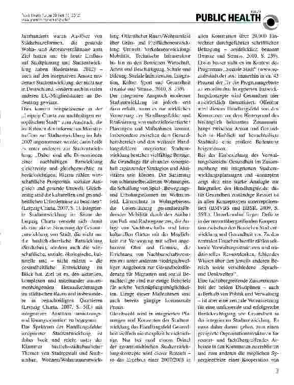 Vorschauseite 2: Gesundheit und integrierte Stadtentwicklung