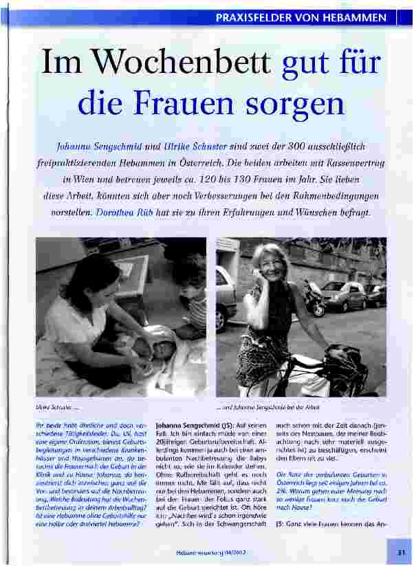 Vorschauseite 1: Im Wochenbett gut für die Frauen sorgen