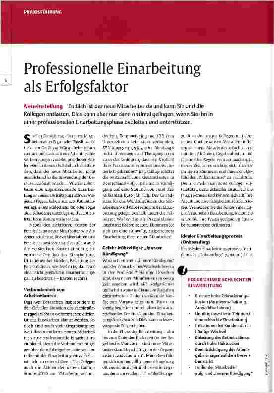Vorschauseite 1: Professionelle Einarbeitung als Erfolgsfaktor