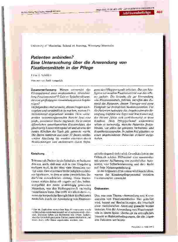 Vorschauseite 1: Patienten anbinden? Eine Untersuchung über die Anwendung von Fixationsmitteln in der Pflege