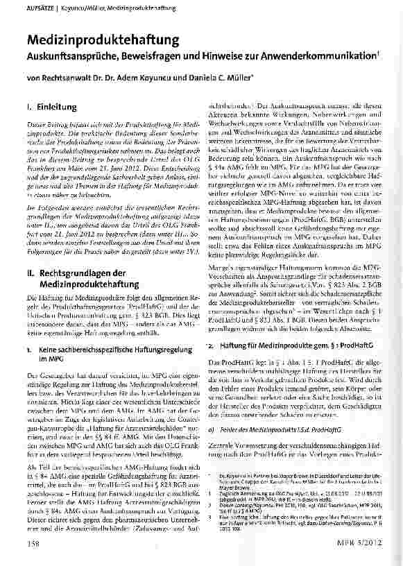 Vorschauseite 1: Medizinproduktehaftung