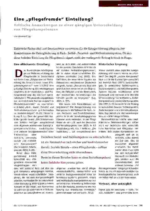 Vorschauseite 1: Eine „pflegefremde Einteilung?