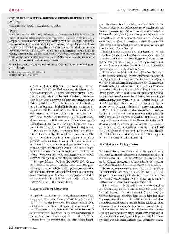 Vorschauseite 2: Praxisnahe Entscheidungshilfen zur Einleitung einer Ernährungstherapie in der Neurogeriatrie