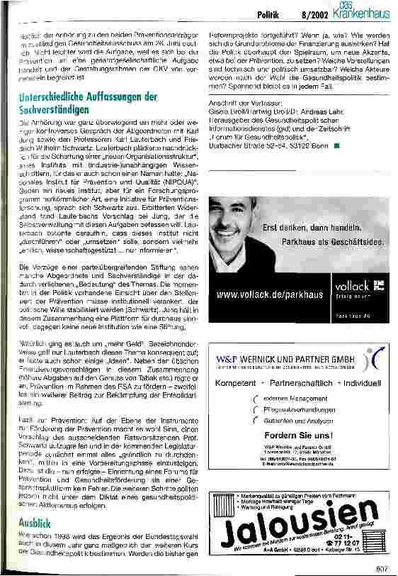Vorschauseite 4: Flächenbrand und Aktionismus Eine Situationsanalyse der Gesundheitspolitik vor der Bundestagswahl