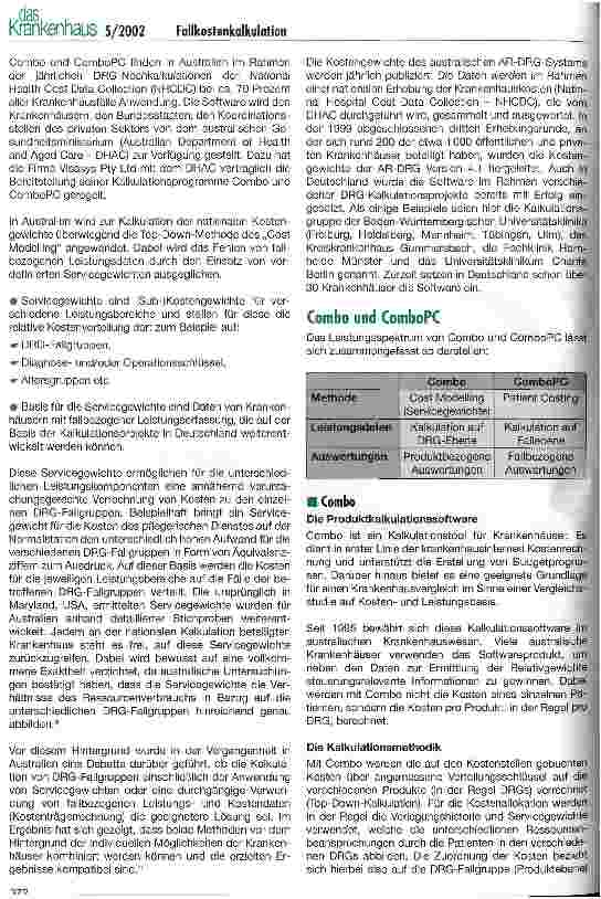 Vorschauseite 4: Von der Kostenträgerrechnung zum Krankenhausvergleich DRGund Fallkostenkalkulation mit ComboPC