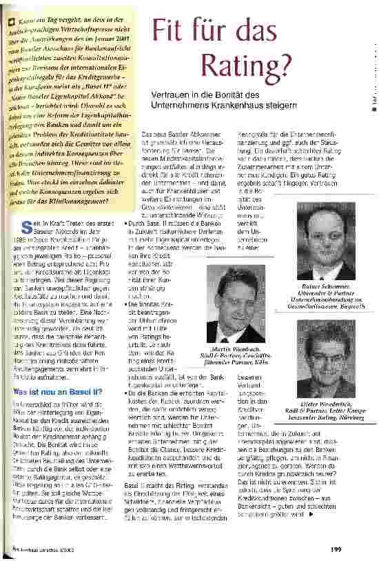 Vorschauseite 1: Fit für das Rating? Vertrauen in die Bonität des Unternehmens Krankenhaus steigern