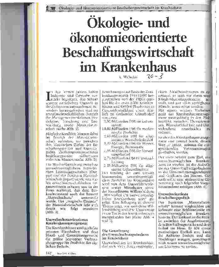 Vorschauseite 1: Ökologieund ökonomieorientierte Beschaffungswirtschaft im Krankenhaus